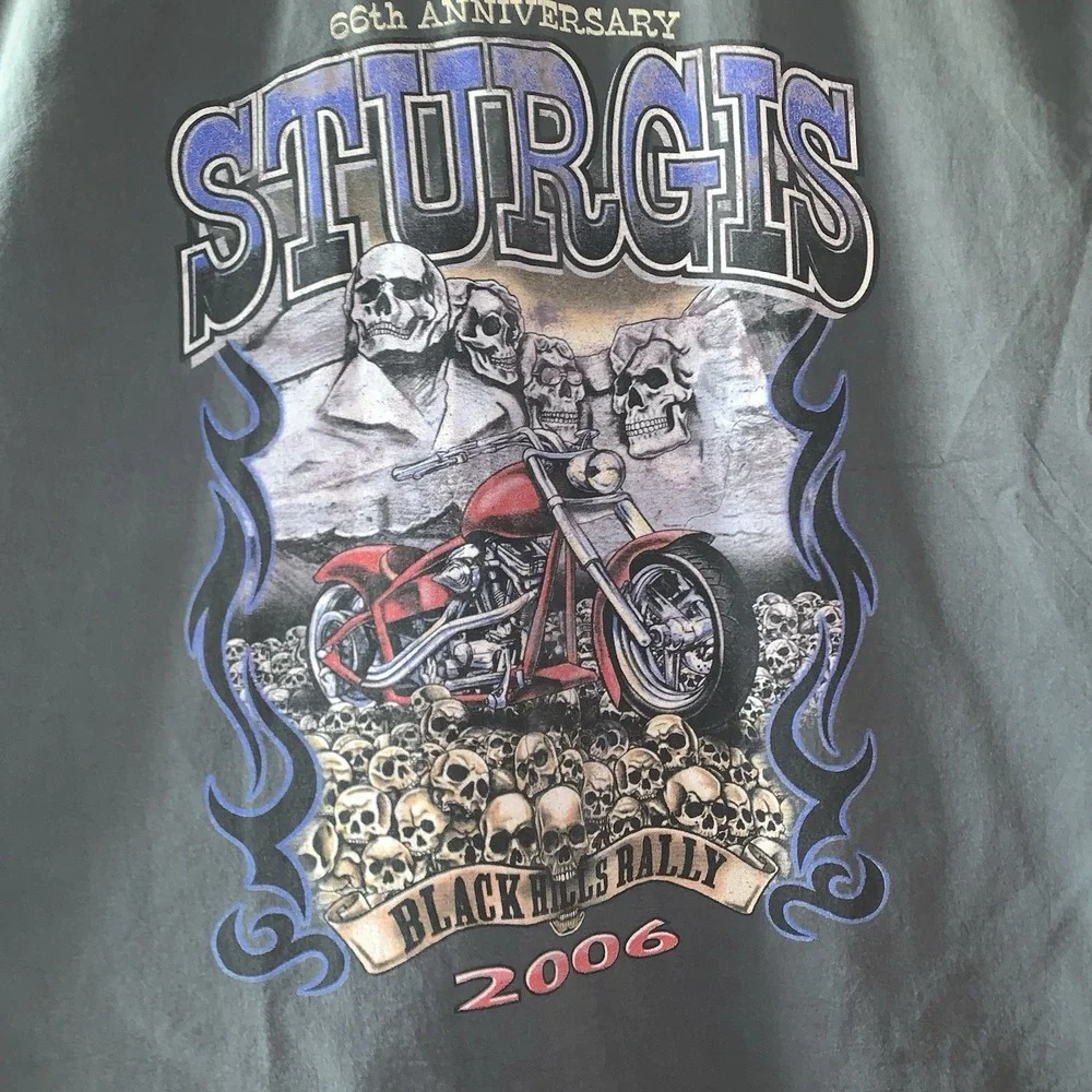 VTG Biker Design Mens Sturgis 2006 Black Hills Rally Sleeveless Gray Shirt 2XL - Picture 2 of 7